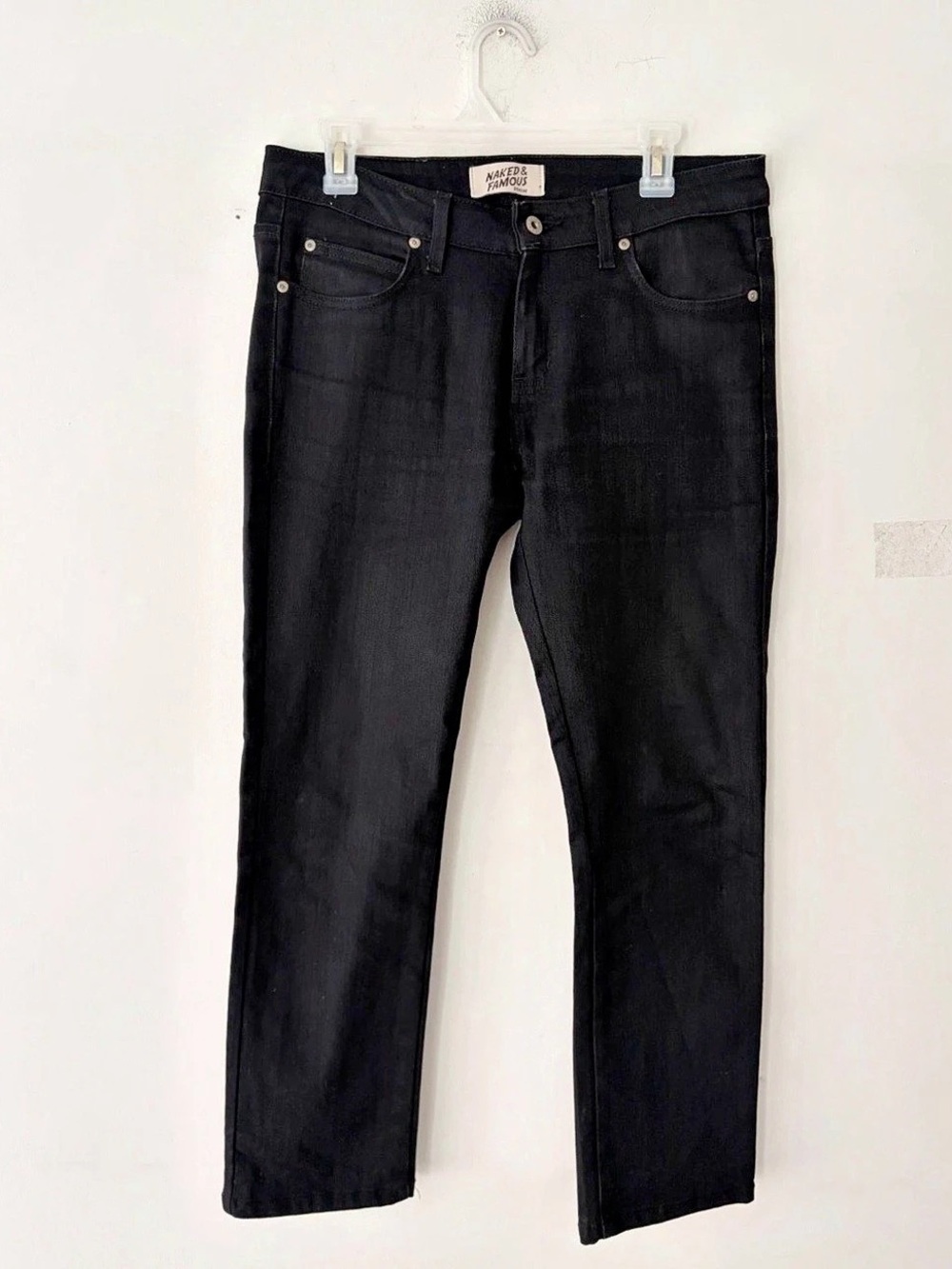 Naked and Famous Skinny Guy Black Power Stretch Jeans Size 33